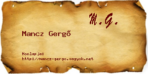 Mancz Gergő névjegykártya